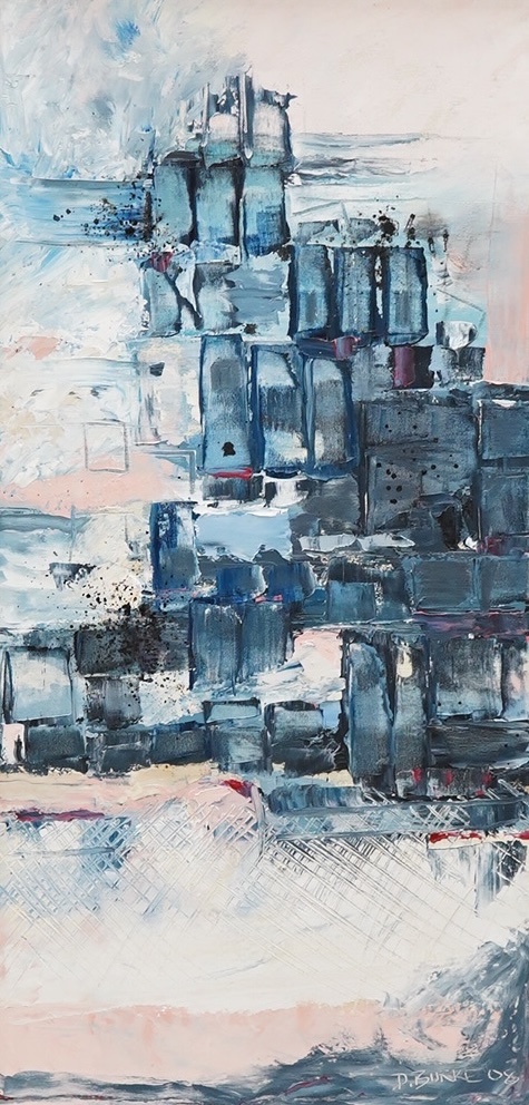 D. Burke, contemporary oil on canvas, Abstract composition, signed and dated '08, 79 x 38cm. Condition - good